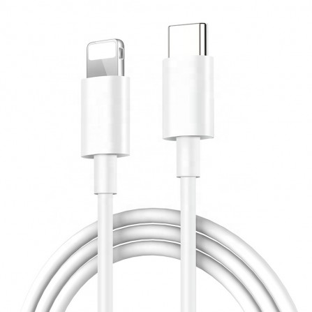 1m PVC Kabel 3A Schnellladekabel PD Charger Lightning auf USB-C passend für iPhone, iPod, iPad, AirPod, weiß