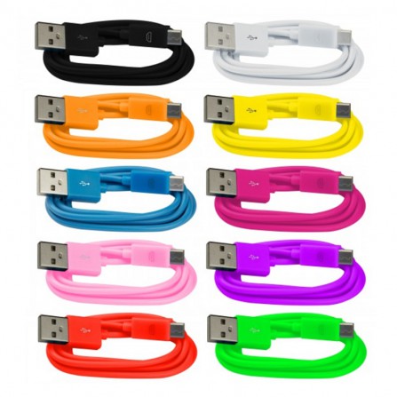 10 x 1m Micro USB 2.0 PVC Kabel Ladekabel Datenkabel in 10 bunten Farben