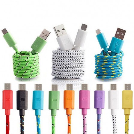 3 x 2m Nylon Micro USB Kabel Ladekabel Datenkabel USB 2.0