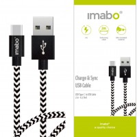 2m imabo® Nylon USB-C Typ C Kabel Datenkabel für Samsung Galaxy, Huawei, uvm.