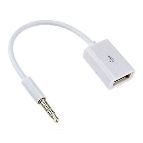 Be In Your Mind 2 STK. AUX zu USB Adapter 3,5 mm Aux Audio Buchsenstecker  zu USB 2.0-Buchse Konverter Kabel Weiß nur für Auto-USB-Stick-Lesen und