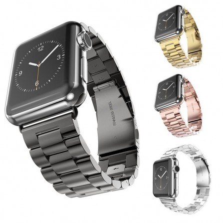 Armband, Edelstahl für Apple Watch iWatch 38 / 42 mm, Silber, Gold, Rosé-Gold, Schwarz